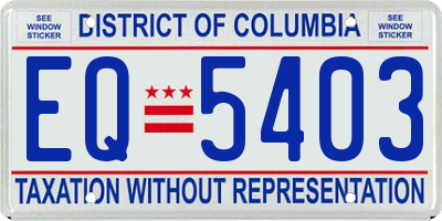 DC license plate EQ5403