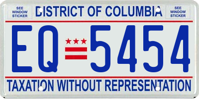 DC license plate EQ5454