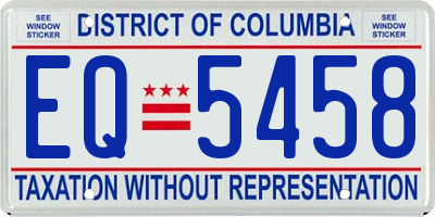 DC license plate EQ5458