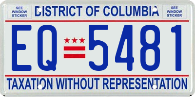 DC license plate EQ5481