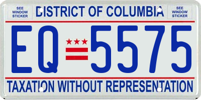 DC license plate EQ5575