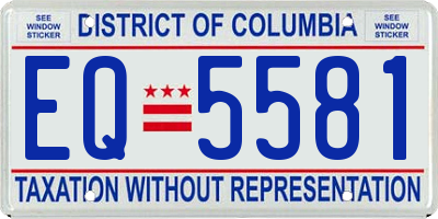 DC license plate EQ5581