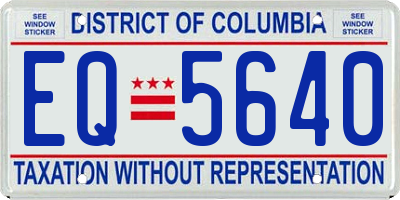 DC license plate EQ5640