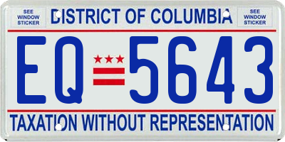 DC license plate EQ5643