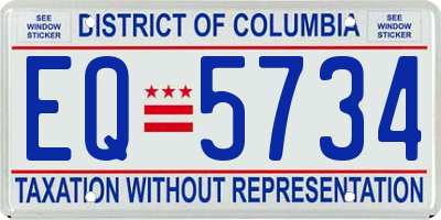 DC license plate EQ5734