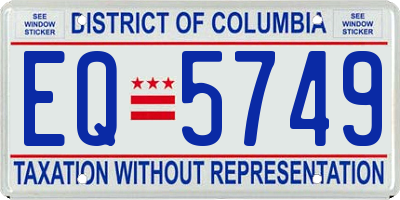 DC license plate EQ5749