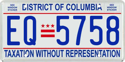DC license plate EQ5758