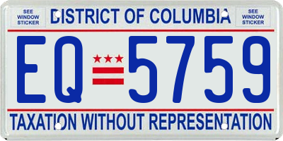 DC license plate EQ5759