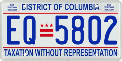 DC license plate EQ5802