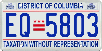 DC license plate EQ5803