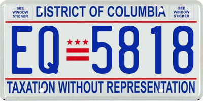 DC license plate EQ5818