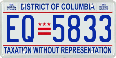 DC license plate EQ5833