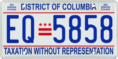 DC license plate EQ5858