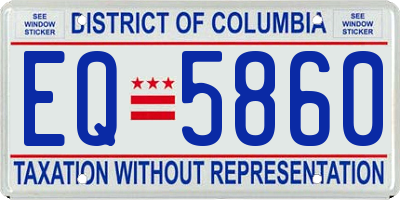 DC license plate EQ5860