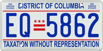 DC license plate EQ5862