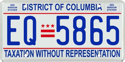 DC license plate EQ5865