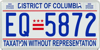 DC license plate EQ5872