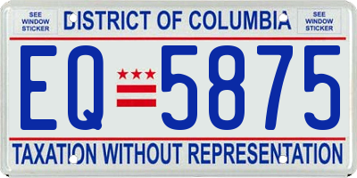 DC license plate EQ5875