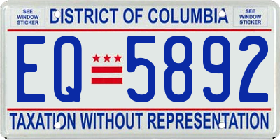 DC license plate EQ5892