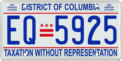 DC license plate EQ5925