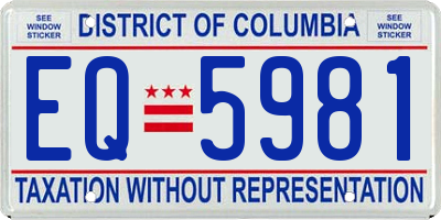 DC license plate EQ5981
