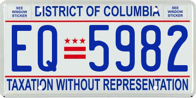 DC license plate EQ5982