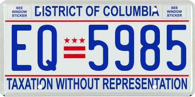 DC license plate EQ5985