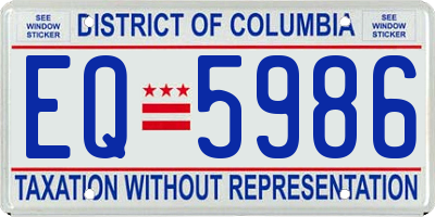 DC license plate EQ5986