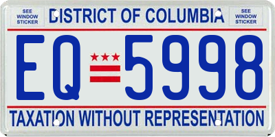 DC license plate EQ5998
