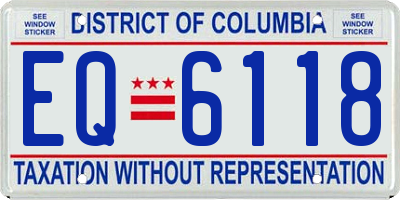 DC license plate EQ6118