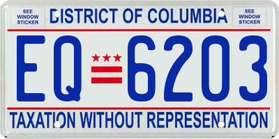 DC license plate EQ6203