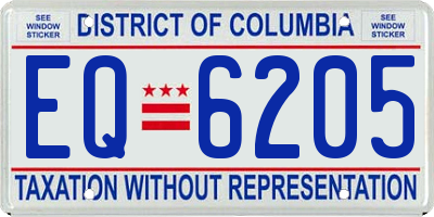 DC license plate EQ6205