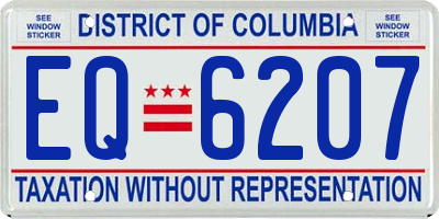 DC license plate EQ6207