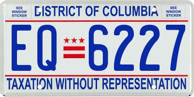 DC license plate EQ6227