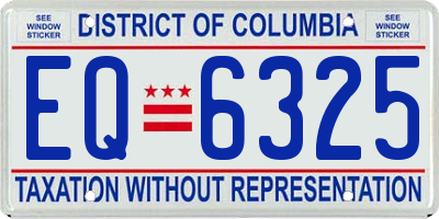 DC license plate EQ6325