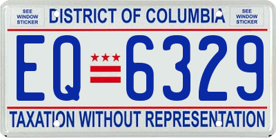 DC license plate EQ6329