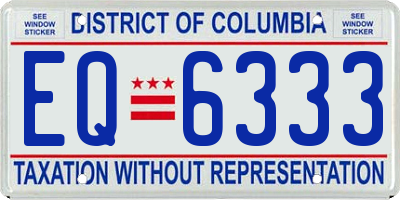 DC license plate EQ6333