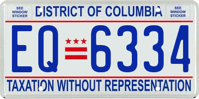 DC license plate EQ6334
