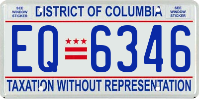 DC license plate EQ6346