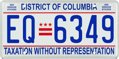 DC license plate EQ6349