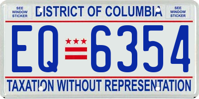 DC license plate EQ6354