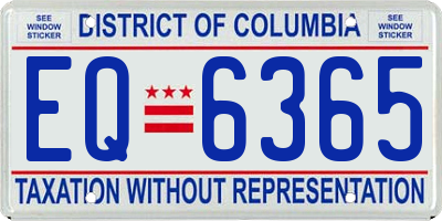 DC license plate EQ6365