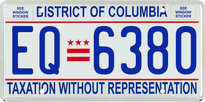 DC license plate EQ6380