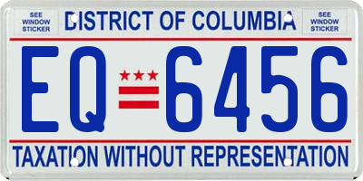 DC license plate EQ6456