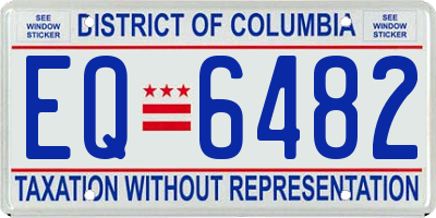 DC license plate EQ6482