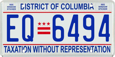 DC license plate EQ6494