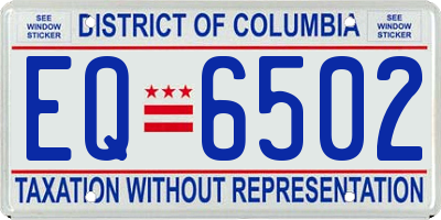 DC license plate EQ6502