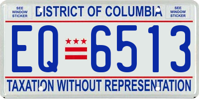 DC license plate EQ6513
