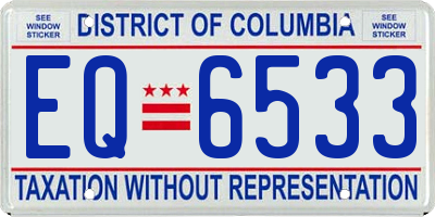 DC license plate EQ6533