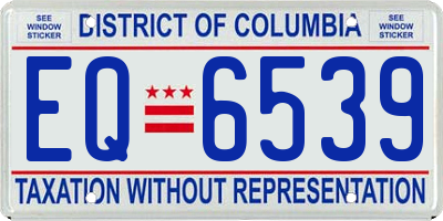 DC license plate EQ6539